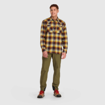 Outdoor Research Heren Feedback Flanellen Overhemd Sand Plaid