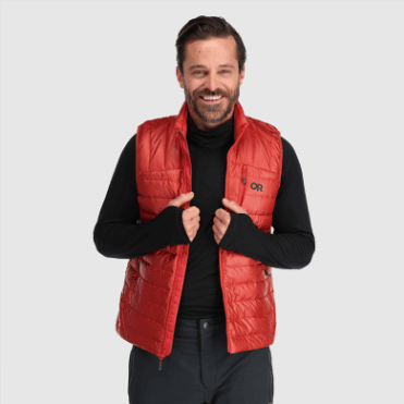 Outdoor Research Heren Vest Met Helium Dons Cranberry