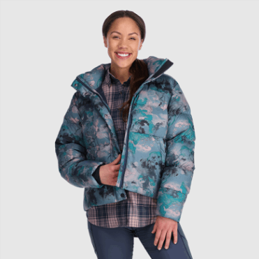 Outdoor Research Dames Coldfront Donsjack Nimbus Aquarel