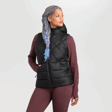 Outdoor Research Coldfront Donsvest Met Capuchon Voor Dames, Zwart