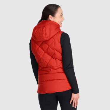 Outdoor Research Coldfront Donsvest Met Capuchon Voor Dames, Cranberry