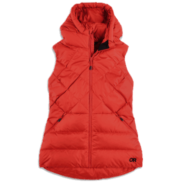 Outdoor Research Coldfront Donsvest Met Capuchon Voor Dames, Cranberry