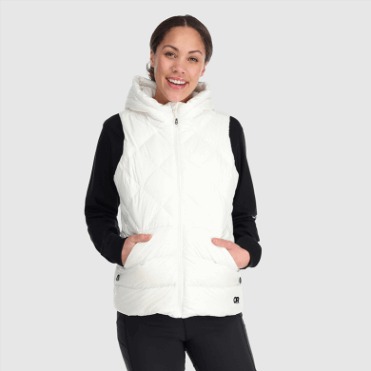 Outdoor Research Coldfront Donsvest Met Capuchon Voor Dames, Snow