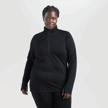 Outdoor Research Dames Alpine Onset Merino Halve Ritssluiting Zwart