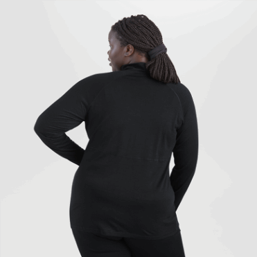 Outdoor Research Dames Alpine Onset Merino Halve Ritssluiting Zwart