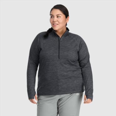 Outdoor Research Dames Alpine Onset Merino 150 Half Zip-plus Charcoal Heide