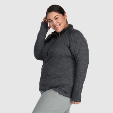 Outdoor Research Dames Alpine Onset Merino 150 Half Zip-plus Charcoal Heide