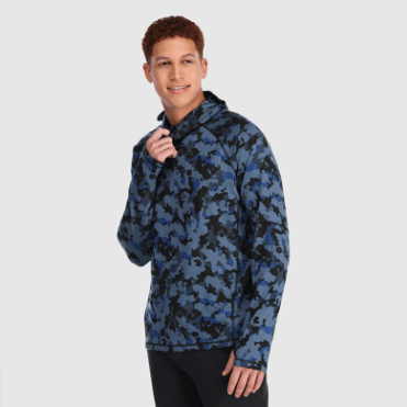 Outdoor Research Alpine Onset Merino 150 Herensweater Met Capuchon Marineblauw Camo