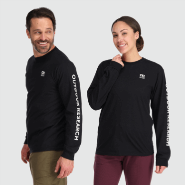 Outdoor Research Of Lockup Chest Logo L/s Tee Zwart/wit